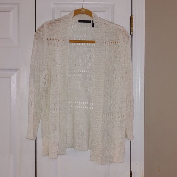 Preswick & Moore white open front summer spring cardigan Sz M - Picture 1 of 5